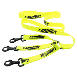 LAISSE CANIHUNT HUNTER TRIPLEUR PLATE 150 CM POLYESTER LARGEUR 30 mm JAUNE