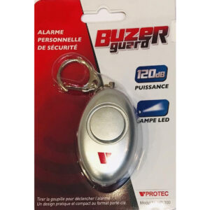 Alarme de défense porte clé chromée + LED VPROTEC