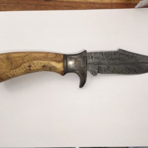 N° 2 Couteau de chasse Damas plume artisanal